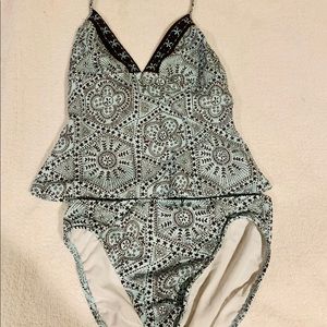 Leilani Light Blue and Brown Tankini Swimsuit